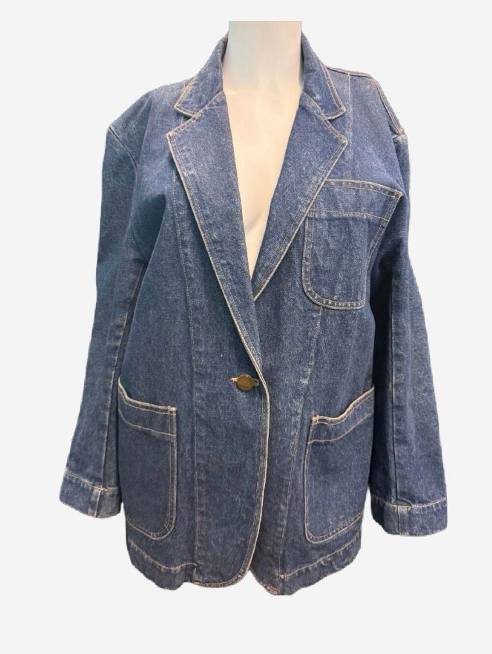 Lizwear Jean Jacket Women’s Size Small Vintage 90’s One button Cotton Denim